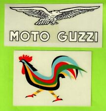 2 ADESIVI STICKERS MOTO GUZZI GALLETTO Cm. 10x4 NUOVI ORIG. TRASPARENTi - 053