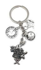 Portachiavi Argento Metallo Coniglio Di Pasqua Orologio Tè Coniglio Triplo