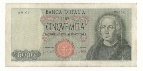 5000 lire colombo tipo - colombo, i°