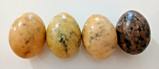 Lotto Set 4 SCULTURA UOVO UOVA MARMO ALABASTRO PIETRA DURA MINERALE VINTAGE