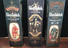 Glenfiddich Scotch-Whisky Lotto 3 Scatole Box Contenitore Latta Rarità Vintage