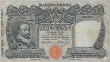 100 Lire Tasso - Banco di Napoli - D 10-11-1908 Miraglia Dell'Aglio - NC - BB+