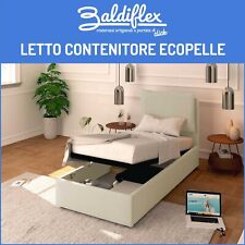 LETTO SINGOLO CONTENITORE ECOPELLE RETE A DOGHE IN LEGNO LICIA 80x200 cm