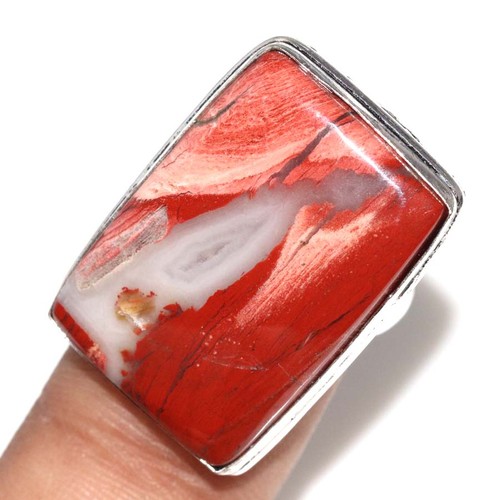 Anello diaspro rosso placcato