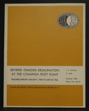 Reverse Osmosis Desalination Coalinga Pilot Plant Book 1966  JS Johnson S Leob