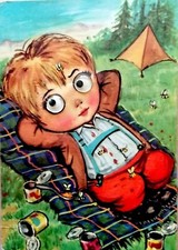 CARTOLINA con OCCHI MOBILI. IN CAMPEGGIO 1964 n°91