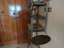 ANTICA BILANCIA PESA STADERA IN FERRO PESO ROMANO IN OTTONE 800 DIAM PIATTO 35cm