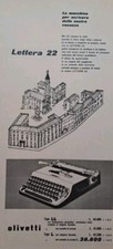 Macchina Per Scrivere Olivetti Lettera 22 Rara Pubblicità originale d'epoca 1952