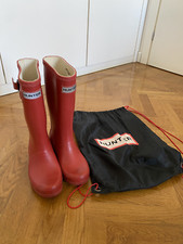 Hunter Wellingtons Boots EU33 / UK1 Red Kids Outdoors Garden Wellies Rubber