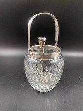 Porta ghiaccio cesto cestello vaso argentato cristallo molato con pinza