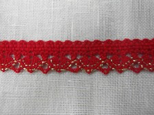 1 Metro MERLETTO ROSSO/ORO PASSAMANERIA NATALIZIA CON LUREX