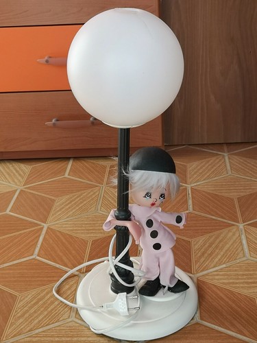Lampada vintage pierrot rosa - lampada,