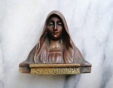 ANTICO PICCOLO BUSTO MADONNA DEL GRAPPA IN BRONZO, EPOCA INIZIO 1900.