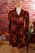 Vintage Orig 70S Abito Mini Marrone Con Motivo Collo Mega Schlager Taglia 44