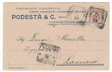 CASALBUTTANO CREMONA PODESTA' FABBRICA ASTE E CORNICI VIAGGIATA 1908 FP #1768
