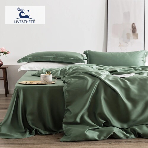 Set lenzuola 100 seta - 100%, verde