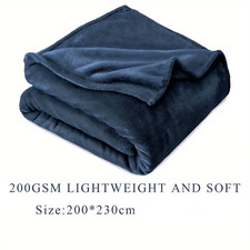 Coperta in pile di flanella colore blu navy 200 g