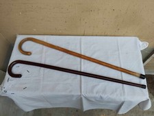 COPPIA DI DUE BASTONI VINTAGE DA PASSEGGIO IN LEGNO