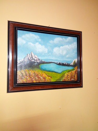 Quadro lago montagna inverno - lago,