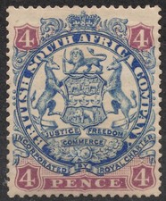 SG44 Sn:#30 1896 4d British South Africa Company Stemma 1896-1897, HH