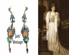 ORECCHINI <ROMANOV> '20s, ZAFFIRI,AMETISTE,CITRINI LEGA ARGENTO-ORO:BELLISSIMI !