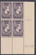 1937 FRANCIA,3 FF Violetto Grigio, Aviatore Jean Mermoz # 338b, Moneta datata MNH**