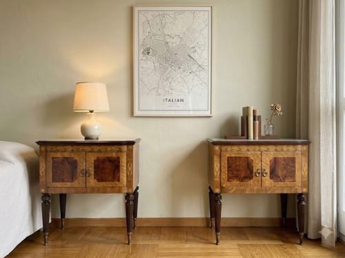 Coppia comodini vintage piano - comodini,