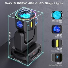 180W 4 LED 360°Rotazione RGBW Testa Mobile Fascio Luce Palco Effetto DMX Spettacolo