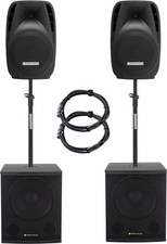 Casse Amplificate Attive Impianto Audio 2x 15'' Subwoofer DJ 1000W Set Completo