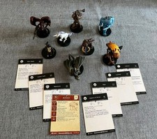 LOTTO DI 8 MINIATURE MINIFIGURES PLASTICA DIPINTA D&D WIZARDS ACHAIERAI + CARDS