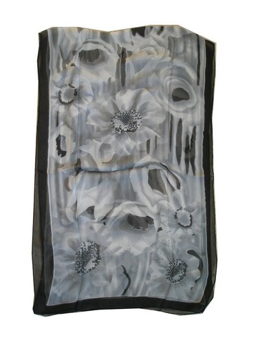 Ls068 black white - white, floral