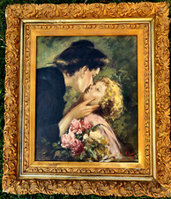 Dipinto olio su tela "Maternità" copia da Vincenzo Irolli in bellissima cornice