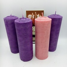 4 candele a ceri Avvento per Natale colori liturgici diametro 67 h200mm