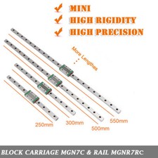 1pz Guida Lineare MGN7R L100mm-600mm + Blocco Scorrevole MGN7C per Asse CNC XYZ