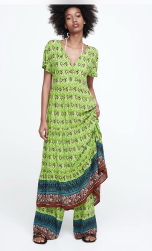 Abito midi zara verde - zara, stampato