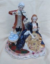 Porcellana Scena Galante Violinista Dama Figura Meissen?