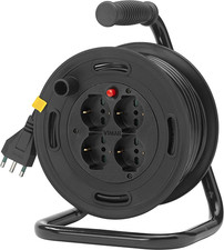 0P32730 Avvolgicavo 16A 4 Uscite Universali 15M, Nero, ‎16.75 X 11.75 X 16.75 Cm