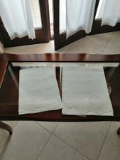 Set di asciugamani In puro lino,sfilato Siciliano Ricamato A Punto Rammendo.