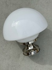 Grande paralume vintage vetro opale nichel lucido apparecchio semi scarico scuola