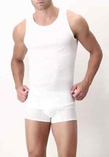 PEROFIL Canotta Spalla Larga 100% Filo Scozia BIANCO