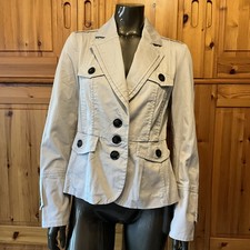 Mango Suit giacca donna giacca mezza stagione top beige/bianco denim taglia 38 come nuova