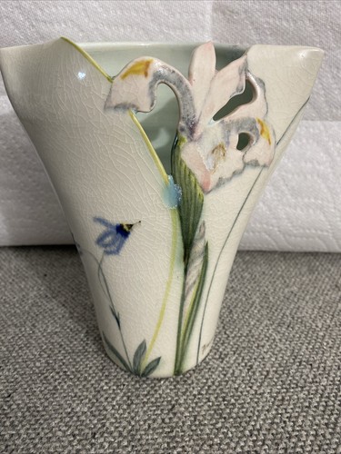 Ikebana vase hand painted - ikebana,vase,hand-painted, iris