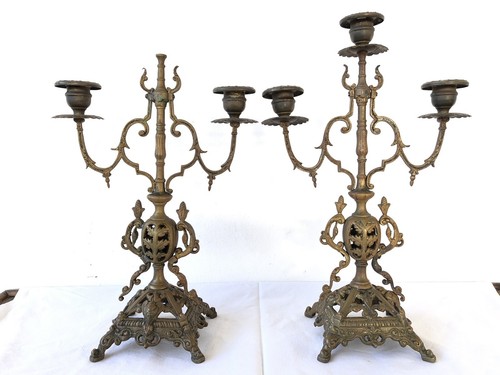 Coppia antichi candelabri - coppia, di