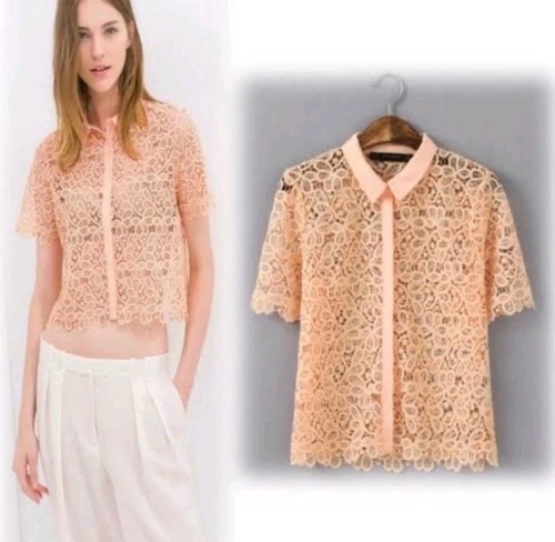 Camicia zara cropped guipure - zara,