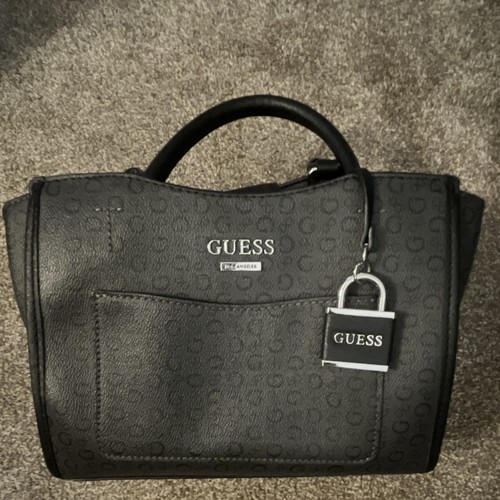 Guess black logo satchel top - guess,