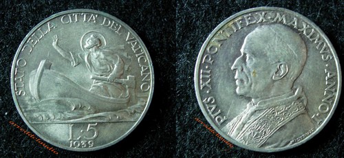 Vaticano lire 1939 pio - 5, xii°
