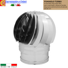 Fumaiolo Girevole Tirafumo Camino Acciaio Inox AISI 304 Comignolo stufa Tondo