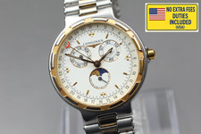 [Ecc+5] Orologio da uomo Longines Conquest Moon Phase 4010 quadrante bianco...
