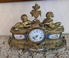 Orologio da tavolo francese in bronzo dorato e porcellana - Epoca 1840-1860 