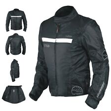 Giacca Moto Manica Staccabile Tessuto Protezioni CE Sfoderabile Gilet Nero
